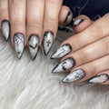 Halloween Press-On Nails: Flying Bats & Spiderwebs (Almond, 24 Tips)